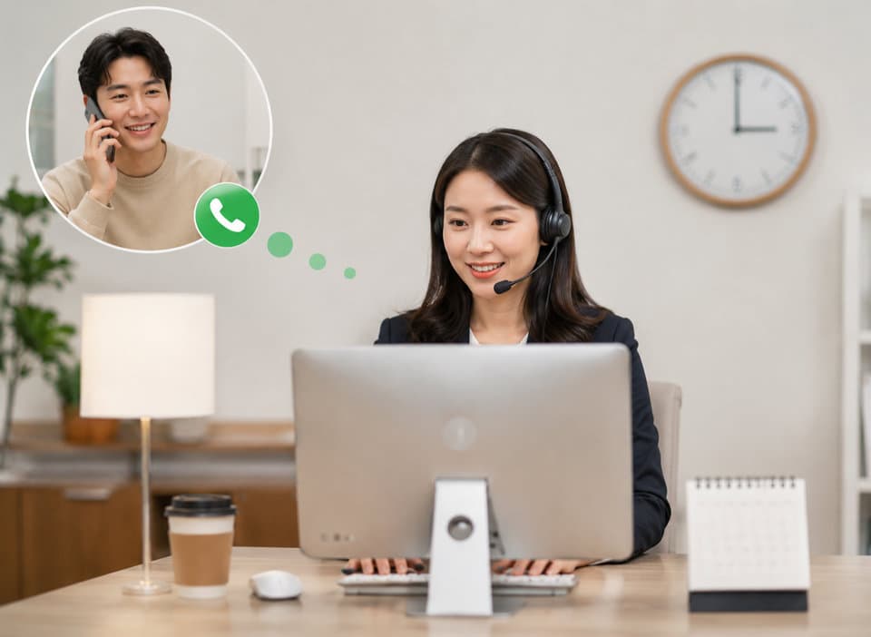 상담사와 고객의 통화 장면